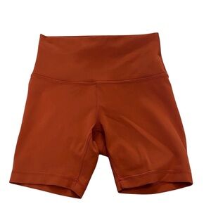 Wunder train Orange Bike Shorts 6” inseam Lululemon